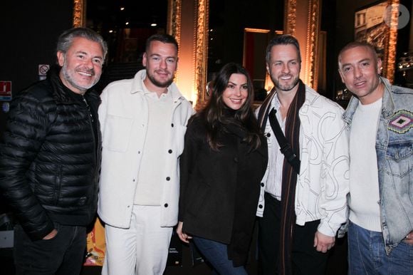 Jérôme Anthony, Jeremstar, Candice Pascal, Christian Millette, Maxime Dereymez, - Générale de la comédie musicale "Victor Lustig, l'homme qui vendit la Tour Eiffel" au théâtre Bobino à Paris le 22 octobre 2025. © Philippe Baldini / Bestimage