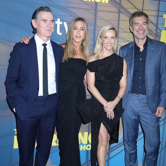 Billy Crudup, Jennifer Aniston, Reese Witherspoon et Mark Duplass  lors de la première de la saison 4 de "The Morning Show" à New York le 9 septembre 2025  : © Nancy Kaszerman/ZUMA Press Wire