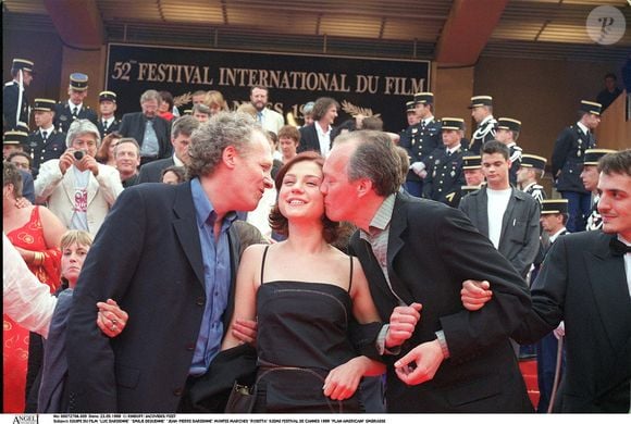 Emilie Dequennes et les frères Dardenne en 1999 au Festival de Cannes pour le film "Rosetta"