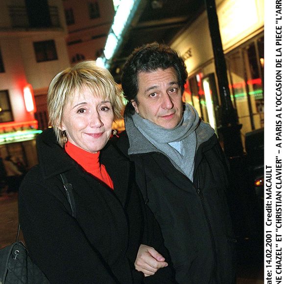 Marie Anne Chazel & Christian Clavier lors de la pièce "L'arrivée à New York" au théâtre Montparnasse le 14 février 2001 JEAN LOUIS MACAULT / BESTIMAGE