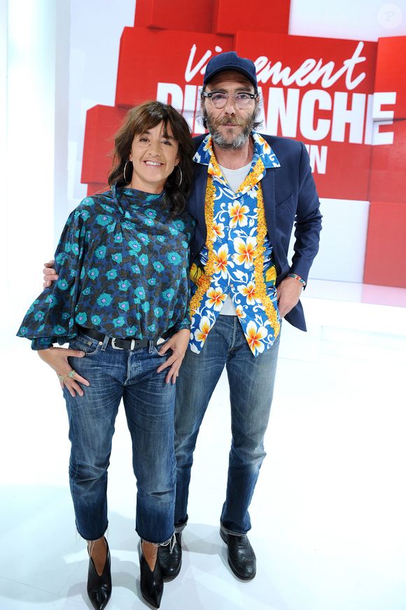 Exclusif -Romane Bohringer et Philippe Rebbot - Enregistrement de l'émission "Vivement Dimanche" au Studio Gabriel à Paris, qui sera diffusée le 23 septembre sur France 2. Le 17 septembre 2018 © Guillaume Gaffiot / Bestimage