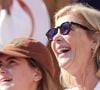 Michèle Laroque et sa fille Oriane Deschamps en tribunes lors des Internationaux de France de tennis de Roland Garros 2023, à Paris, France, le 5 juin 2023. © Cyril Moreau/Bestimage