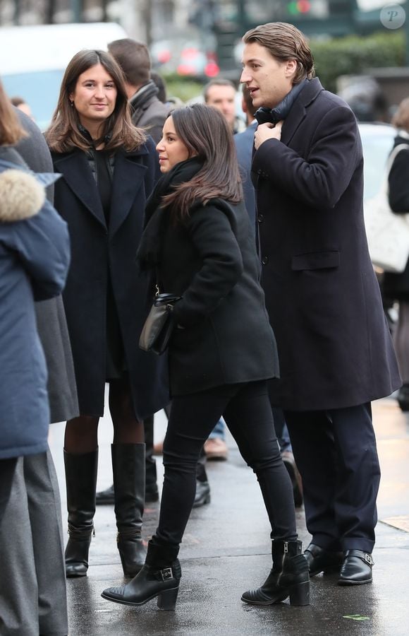 Jean Sarkozy et sa femme Jessica Sebaoun - Obsèques de Andrée Sarkozy (mère de N.Sarkozy), dite Dadue née Andrée Mallah, en l'église Saint-Jean-Baptiste à Neuilly-Sur-Seine. Le 18 décembre 2017
©AGENCE / BESTIMAGE