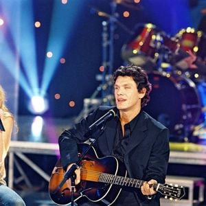 Claire Keim et Marc Lavoine le 10 octobre 2002 pour la Grande école des fans par Patrick Sébastien. Photo : Daniel Angeli / Bestimage