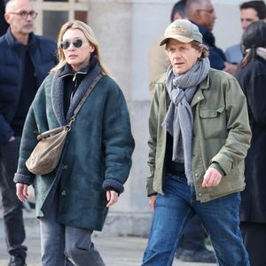 Anne Marivin et Alex Lutz aux arrivées des obsèques d'Emilie Dequenne au cimetière Père Lachaise à Paris, France, le 26 mars 2025. © Dominique Jacovides/Bestimage