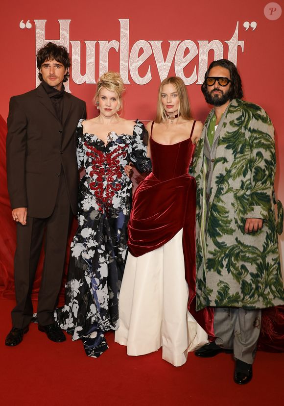 Jacob Elordi, Emerald Fennell, Margot Robbie et Shazad Latif - Avant-première du film "Hurlevent" au Grand Rex à Paris le 2 février 2026. © Coadic Guirec/Bestimage