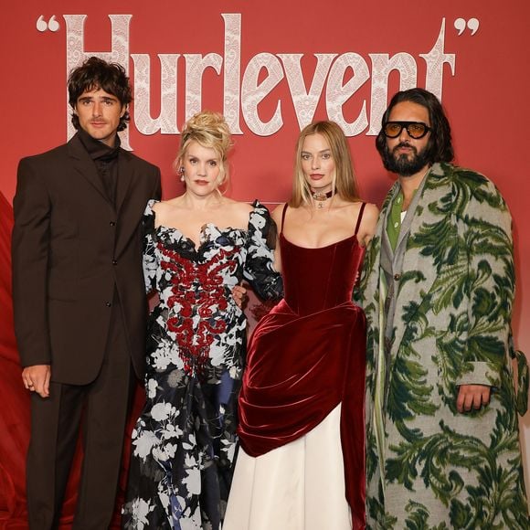 Jacob Elordi, Emerald Fennell, Margot Robbie et Shazad Latif - Avant-première du film "Hurlevent" au Grand Rex à Paris le 2 février 2026. © Coadic Guirec/Bestimage