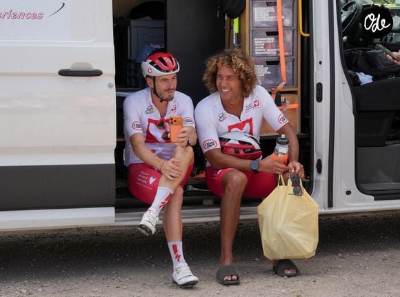 Exclusif - Laurent Maistret et Mathieu Blanchard lors de “L'Etape du Coeur” de l’association Mécénat Chirurgie Cardiaque, le 16 juillet 2026. 

© Anne-Sophie Guebey/Bestimage