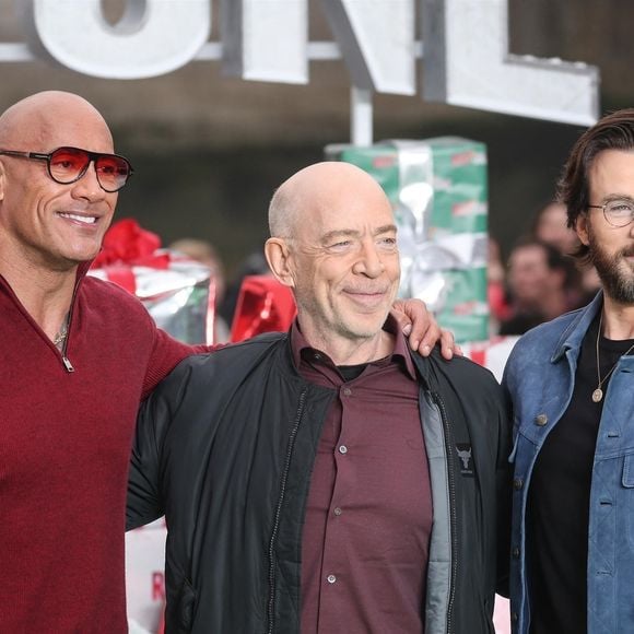 Dwayne Johnson, J.K. Simmons, Chris Evans - Photocall du film "Red One" dans le parc "Potters Fields" à Londres. Le 6 novembre 2024