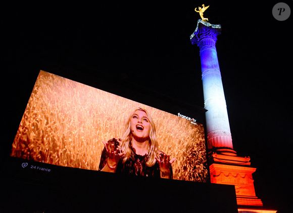 Louane pendant le Concours Eurovision de la Chanson. L'Autriche remporte le Concours Eurovision de la Chanson 2025, Place de la Bastille à Paris, France le 17 mai 2025 Photo by Alain Apaydin/ABACAPRESS.COM