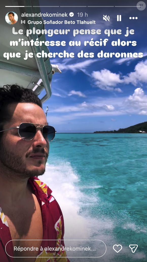 Alexandre Kominek à Bora Bora avec Florence Foresti le 6 mars 2025. Instagram