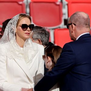 La princesse Charlène de Monaco, la princesse Gabriella, le prince Albert II de Monaco, le prince Jacques - Messe célébrée par le pape Léon XIV au stade Louis II de Monaco - Visite historique du pape Léon XIV à Monaco le 28 mars 2026.
© Bruno Bebert - Dominique Jacovides / Bestimage