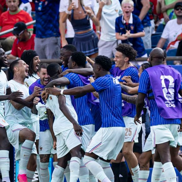 Joie des joueurs de l'equipe de France apres le but de Ousmane Dembele @Elyxandro Cegarra / PsnewZ / Bestimage
