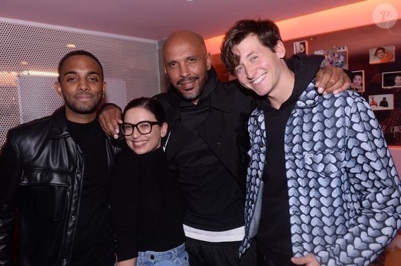 Exclusif - Chris Camalon, Lucie Bernardoni, Joël Bouraïma, Stanislas Souffoy-Rittner - Ahcène (ex-candidat de la star Academy 2022) lors de sa release party au Break à Paris le 2 novembre 2023.

© Rachid Bellak / Bestimage