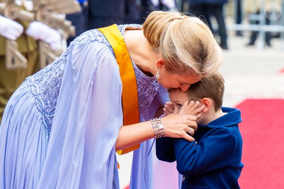 La Grande-Duchesse Stéphanie, le Prince Charles lors de l'abdication du Grand-Duc Henri et de l'avènement de son fils le Grand-Duc héréditaire Guillaume au Palais grand-ducal et au bâtiment de la Chambre des députés à Luxembourg.  3 octobre 2025. Photo by Mischa Schoemaker/ABACAPRESS.COM