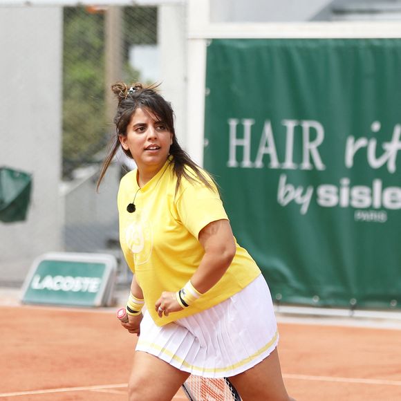 Inès Reg lors de la finale de la saison 3 de "Stars, Set et Match" au profit d'associations caritatives en marge des Internationaux de France de tennis à Roland Garros à Paris, France, le 10 juin 2021. © Dominique Jacovides/Bestimage