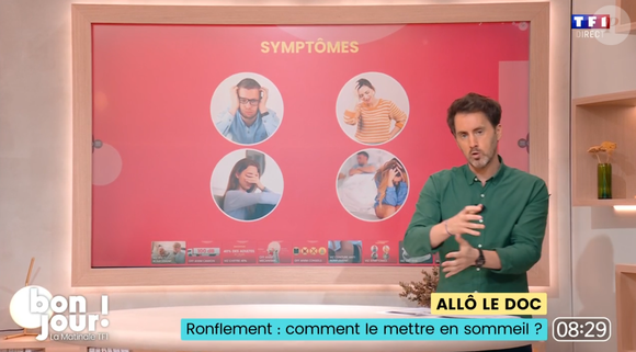 Vincent Valinducq donne des astuces anti-ronflements dans "Bonjour", le 9 avril 2025, sur TF1