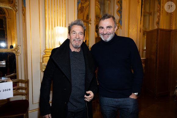 Florent Pagny et Bertrand Lamblot - Cérémonie de la remise de la médaille de chevalier de l'ordre des arts et des lettres à Alexandre Kirchhoff, PDG du label Capitol Music France par R.Dati au Ministère de la Culture à Paris le 9 janvier 2026.
Cyril Moreau / Bestimage