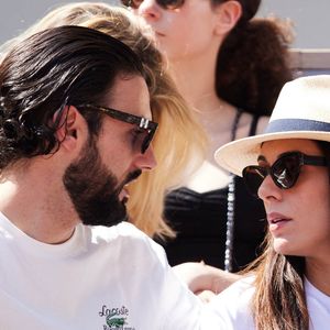 Adrien Galo. Sofia Essaïdi en tribunes lors des Internationaux de France de tennis de Roland Garros 2023 à Paris, France, le 3 juin 2023. © Cyril Moreau/Bestimage