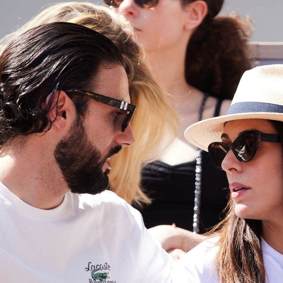 Adrien Galo. Sofia Essaïdi en tribunes lors des Internationaux de France de tennis de Roland Garros 2023 à Paris, France, le 3 juin 2023. © Cyril Moreau/Bestimage