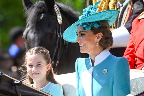 La princesse Charlotte, Catherine, princesse de Galles pendant le défilé des couleurs 2025, à Londres, Royaume-Uni, le 14 juin 2025. Photo by Zak Hussein/Splash News/ABACAPRESS.COM