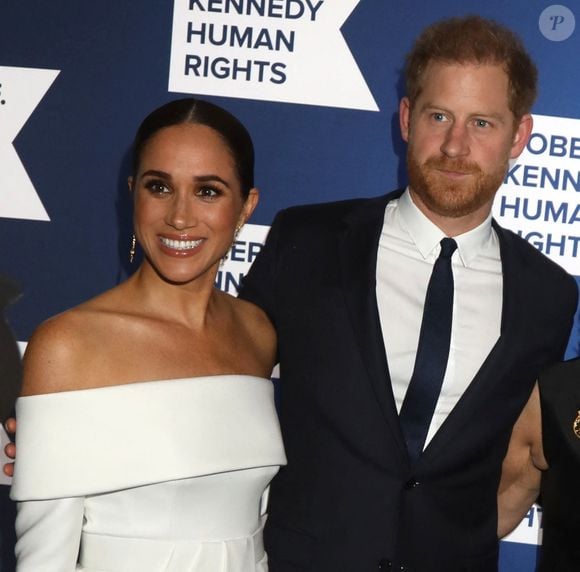 Le prince Harry et Meghan Markle lors du photocall de la soirée caritative Robert F. Kennedy Human Rights à New York le 6 décembre 2022.