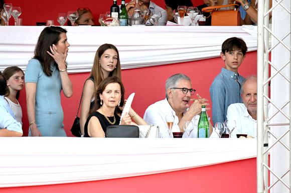 Charlotte Casiraghi, son fils, né de son union avec Gad Elmaleh, Raphael, lors de la 2eme journée du Jumping International de Monte-Carlo, le 4 juillet 2024. La compétition se déroule sur le port Hercule à Monaco, du 3 juillet au 5 juillet. © Bruno Bebert/Bestimage