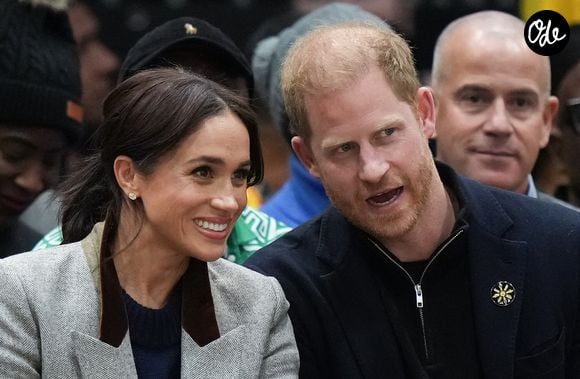 Le prince Harry et son épouse Meghan, le duc et la duchesse de Sussex, assistent à un match de basket-ball en fauteuil roulant opposant les États-Unis au Nigeria lors des Jeux Invictus 2025, à Vancouver, le dimanche 9 février 2025. Photo de Darryl Dyck/Canadian Press/ABACAPRESS.COM