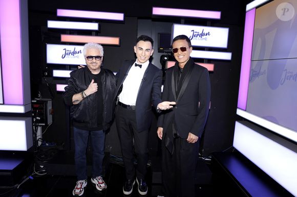 Exclusif - Jordan de Luxe avec Cerrone et Omar Harfouch lors de l'enregistrement de l'émission "Chez Jordan de Luxe" diffusée sur C8 le 22 janvier 2025.

© Cédric Perrin / Bestimage