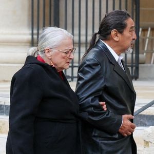 Josiane Balasko, son mari George Aguilar, Bruno Moynot - Obsèques de Michel Blanc en l'église Saint-Eustache à Paris, le 10 octobre 2024. © Moreau / Jacovides / Bestimage