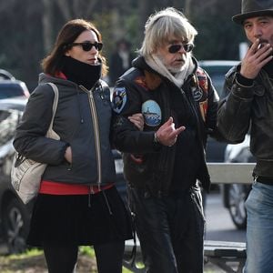 Renaud Sechan, Lola Sechan lors des obsèques de Thierry Sechan au cimetière Montparnasse le 16 janvier 2019 a Paris, France. Photo by ABACAPRESS.COM