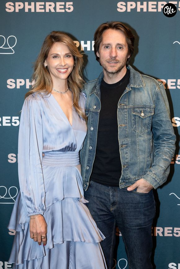 Ophélie Meunier et son mari Mathieu Vergne - Soirée de lancement de la nouvelle émission numérique SPHERE5 à l'Elysée Biarritz à Paris le 13 avril 2026. © Cyril Moreau/Bestimage