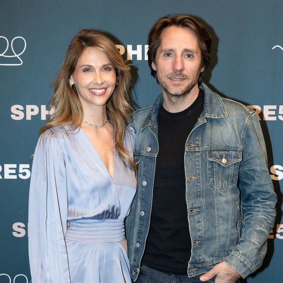 Ophélie Meunier et son mari Mathieu Vergne - Soirée de lancement de la nouvelle émission numérique SPHERE5 à l'Elysée Biarritz à Paris le 13 avril 2026. © Cyril Moreau/Bestimage