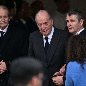 Juan Carlos I (le roi Juan Carlos) - Obsèques de l'Aga Khan IV à Lisbonne au Portugal le 8 février 2025.  Photo de Bestimage