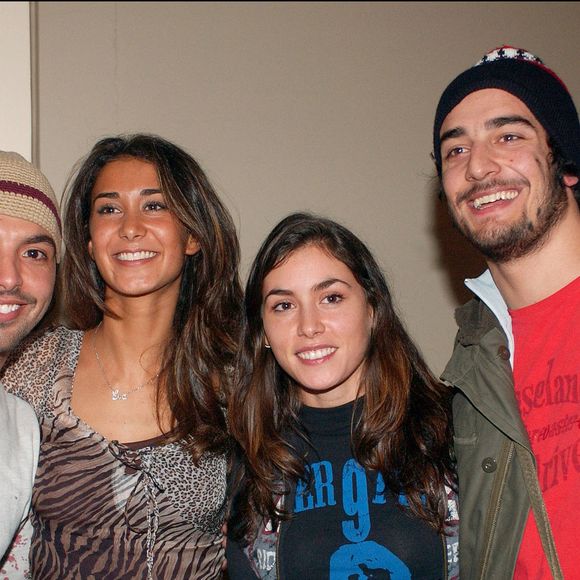 Paris-France, 29/10/2002. Show case de Daniel Levi a la salle Gaveau. Le professeur de danse de Star Academy et chorégraphe des Dix Commandements Kamel Ouali, Eva de la Star Academy saison 2, Olivia et Patrice de la Star Academy saison 1. © Giancarlo Gorassini/ABACA.