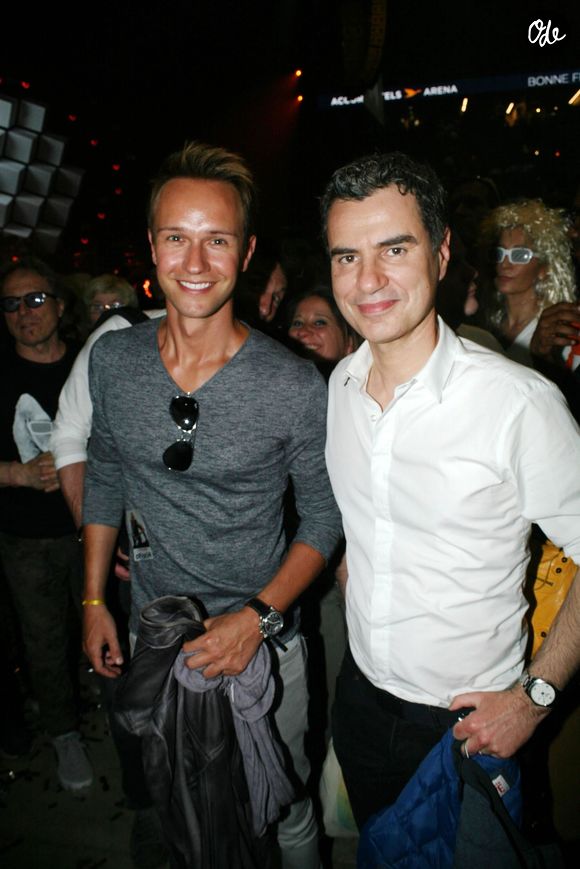 Cyril Féraud et Laurent Luyat -  People au concert de Michel Polnareff à l'AccorHotels Arena de Paris le 7 mai 2016.  Photo par JLPPA / Bestimage