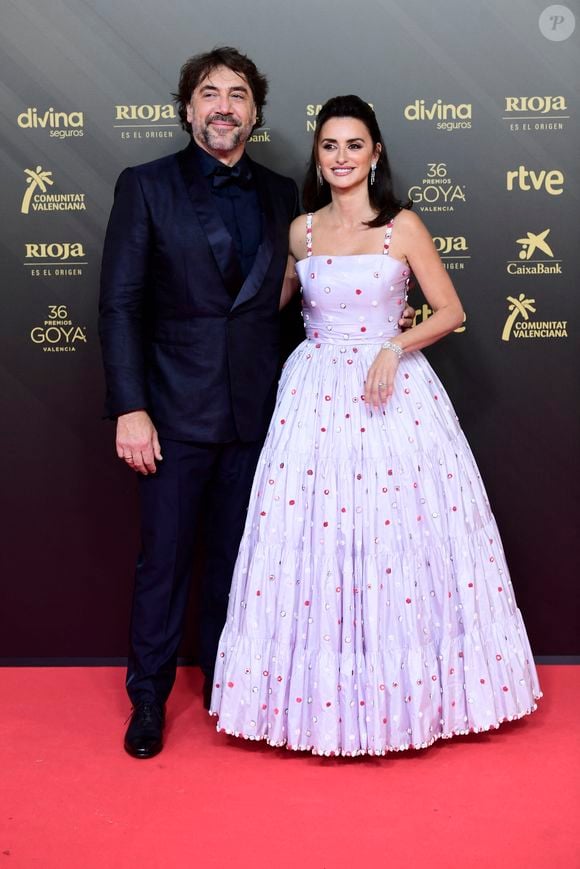 Penelope Cruz, Javier Bardem au photocall de la 36ème édition des Goya Awards au palais des Arts de Valence, Espagne le 12 février 2022. (AGENCE / BESTIMAGE).