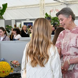 Le prince Albert II de Monaco, la princesse Caroline de Hanovre et Melanie De Massy guidés par la vice présidente du Garden Club Mme Cécilia Casiraghi ont inauguré le 57ème Concours International de Bouquets à Monaco, le 9 mai 2025. © Bruno Bebert/Bestimage