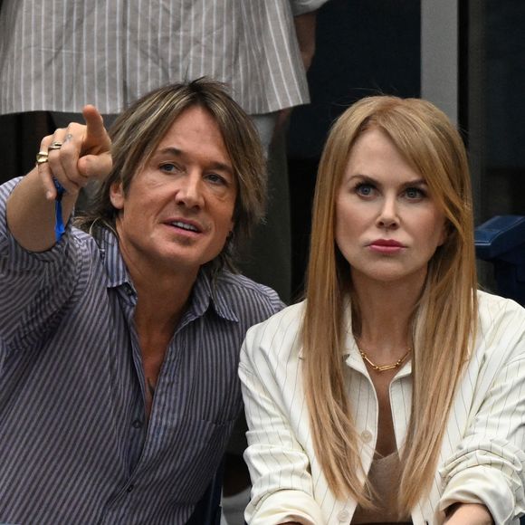 Keith Urban et Nicole Kidman lors de la finale masculine opposant Novak Djokovic à Daniil Medvedev lors de l'US Open Tennis 2023 au stade Arthur Ashe du centre national de tennis de l'USTA Billie Jean King, à New York, le 10 septembre 2023. AGENCE / BESTIMAGE