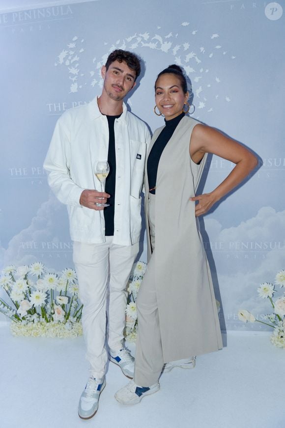 Exclusif - Vaimalama Chaves (Miss France 2019) et son fiancé Nicolas Fleury lors de l'ouverture du rooftop de l'hôtel The Peninsula Paris le 29 mai 2024.

© Rachid Bellak / Bestimage