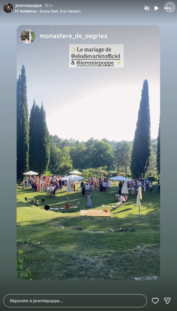 Une cérémonie intime et émouvante, célébrée en présence de nombreuses stars de Plus belle la vie, dont Dounia Coesens, témoin de la mariée.

Mariage d’Élodie Varlet et Jérémie Poppe au Monstaère de Ségriès dans les Alpes de Haute Provence. Capture Instagram mai 2026.