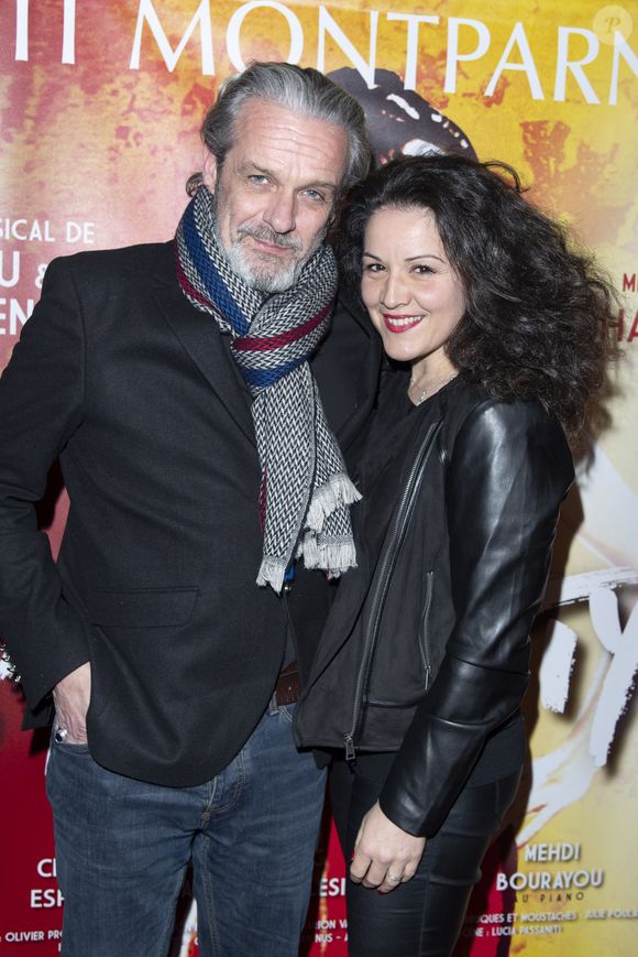 David Brécourt avec sa compagne Alexandra Sarramona - Première de la pièce "Est ce que j'ai une gueule d'Arletty ?" au théâtre Montparnasse à Paris le 4 février 2020. © Coadic Guirec-Pierre Perusseau/Bestimage