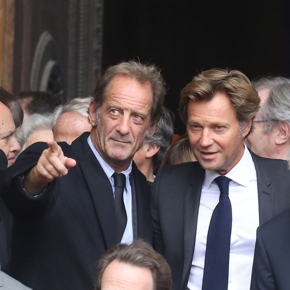 Vincent Lindon et Laurent Delahousse - Sorties des obsèques de l’ancien président de la République Jacques Chirac en l’église Saint-Sulpice à Paris. Le 30 septembre 2019
© Dominique Jacovides / Bestimage