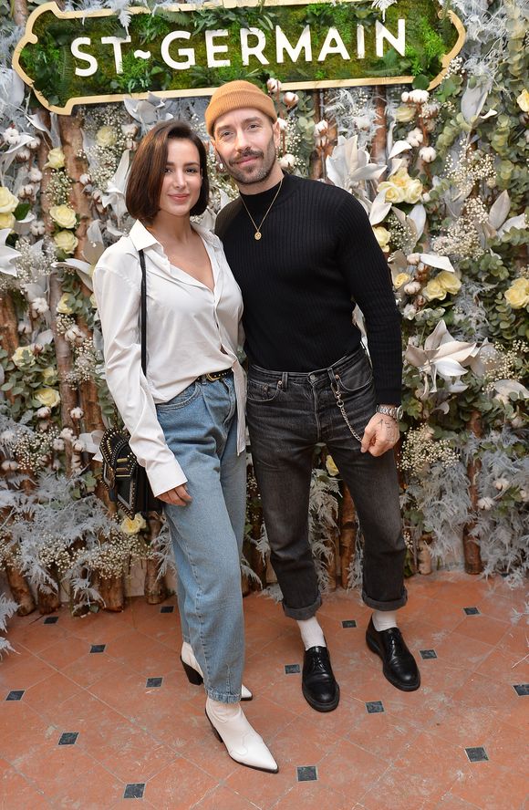 Exclusif - Jade Leboeuf (la fille de l’ex-footballeur F. Leboeuf) et son mari Stéphane Rodrigues - Présentation de la liqueur St-Germain à Paris le 23 janvier 2020.. © Veeren/Bestimage