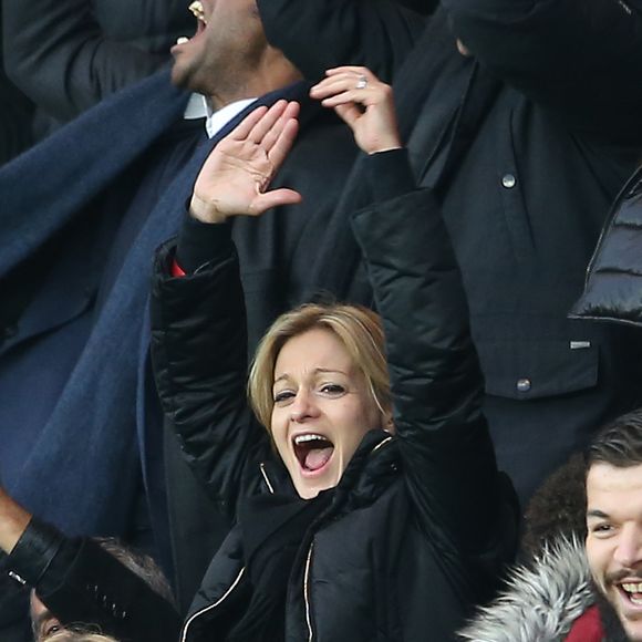 Audrey Crespo-Mara au match de Ligue 1 PSG - Reims lors de la 27ème journée au Parc des Princes à Paris.