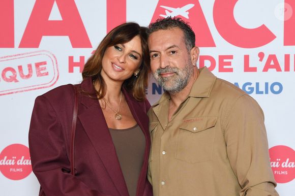 Malika Ménard (Miss France 2010), enceinte et son mari Karim - Avant-première du film "Natacha, presque hôtesse de l'air" au cinéma Pathé Palace à Paris le 24 mars 2025. © Lionel Urman/Bestimage