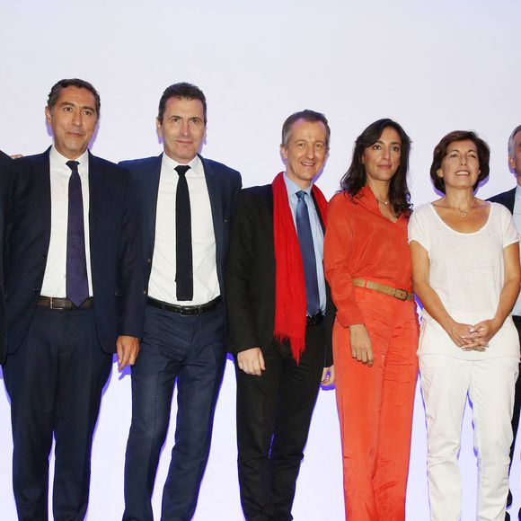 Jean-Jacques Bourdin, Laurent Neumann, Thierry Arnaud, Christophe Barbier, Anna Cabana, Ruth Elkrief, Bruno Jeudy, Apolline de Malherbe assistant à la conférence de presse annuelle de RMC et BFM TV, à Paris, France, le 06 septembre 2016. Photo Jerome Domine/ABACAPRESS.COM