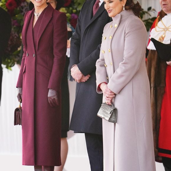 Le prince William, prince de Galles, et Catherine (Kate) Middleton, princesse de Galles, Jawaher bint Hamad bin Suhaim Al-Thani - Cérémonie de bienvenue pour la visite d'État de l'émir du Qatar Tamim ben Hamad Al-Thani à Londres, le 3 décembre 2024.