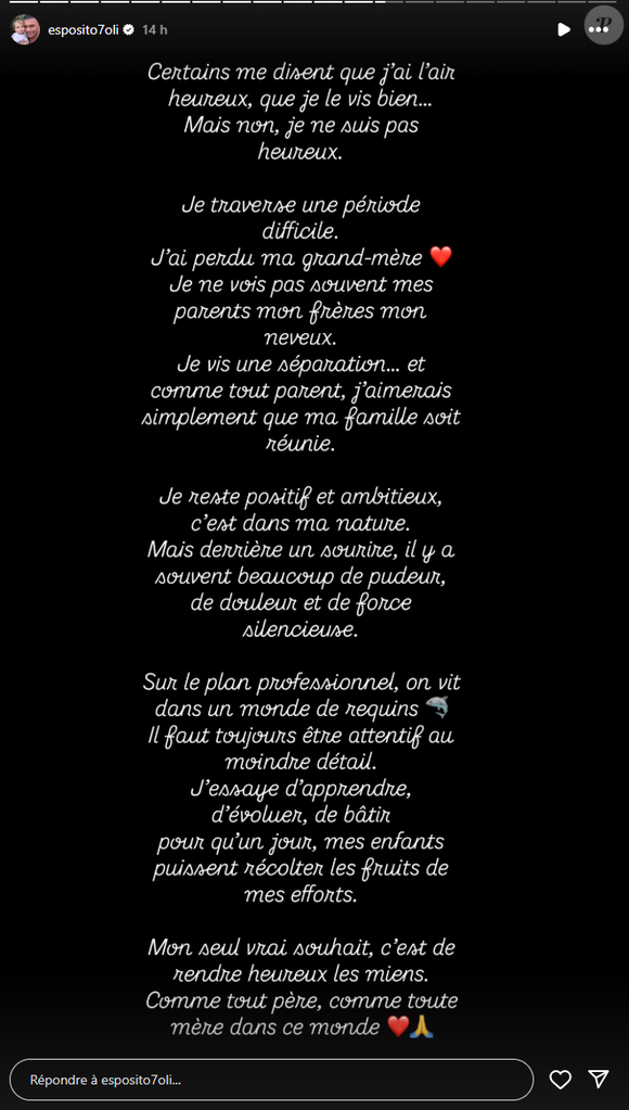 Sur Instagram, il annonce avoir perdu sa grand-mère.

Olivier Esposito (Familles nombreuses) traverse une période difficile.