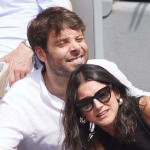 Agathe Lambret et Benjamin Duhamel - Célébrités dans les tribunes de la finale Dames des Internationaux de Tennis de Roland Garros à Paris le 8 juin 2024. © Jacovides-Moreau/Bestimage